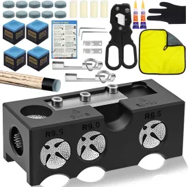 11-in-1 Billiards Pool Cue Tip Shaper, Pool Cue Tips Replacement Kit, Pool Cue Tips,Pool Cue Tip Tool for Replacement and Shaping Cue Tips