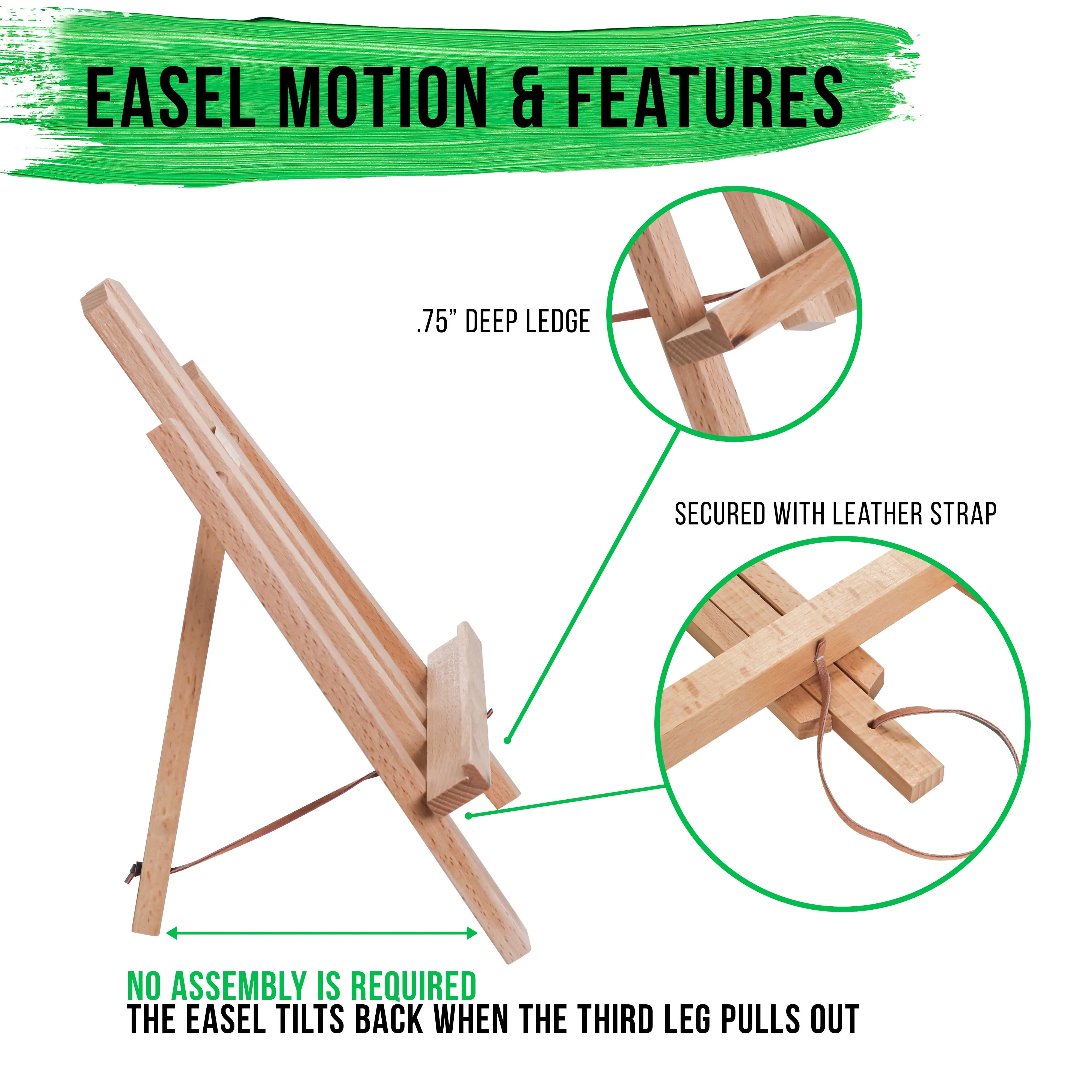 11" Small Tabletop Display Stand A-Frame Artist Easel - Beechwood Tripod, Painting Party Easel, Portable Kids Students Classroom Table School Desktop
