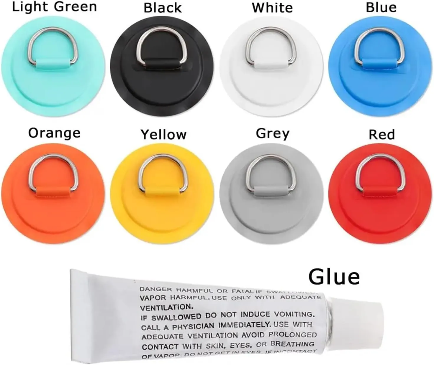 1/4Pcs Surfboard Dinghy Boat PVC Patch with Stainless Steel D Ring Deck Rigging Sup Round Ring Pad 5M Bungee Rope Kit Accessorie