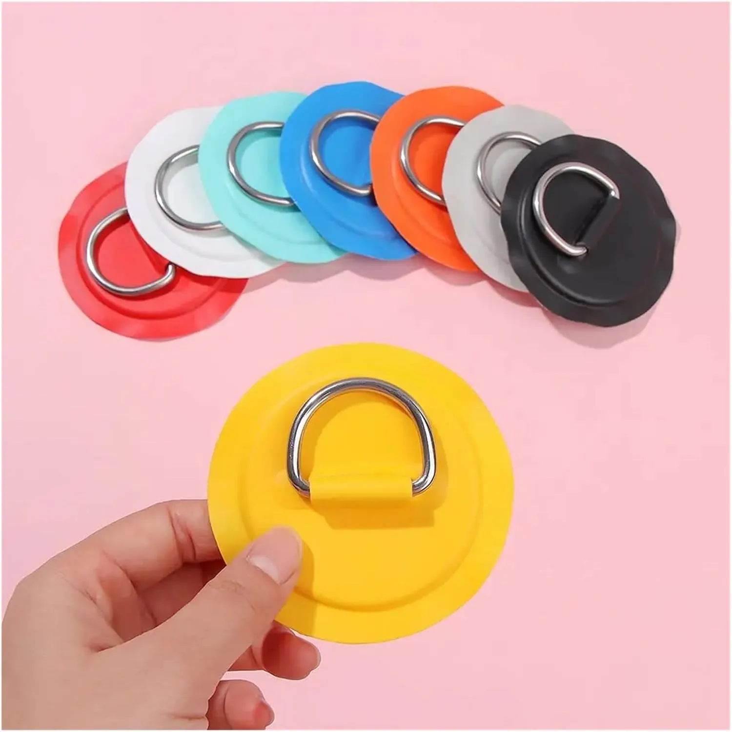 1/4Pcs Surfboard Dinghy Boat PVC Patch with Stainless Steel D Ring Deck Rigging Sup Round Ring Pad 5M Bungee Rope Kit Accessorie