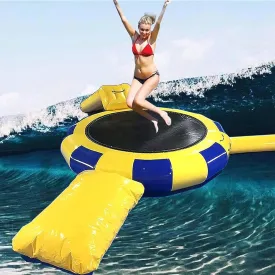 16FT,Inflatable Water Trampoline Floating Dock Water Platform Inflatable Raft Lake Water Trampoline, Water Inflatable Bouncing Trampoline, Water Trampoline with Slide
