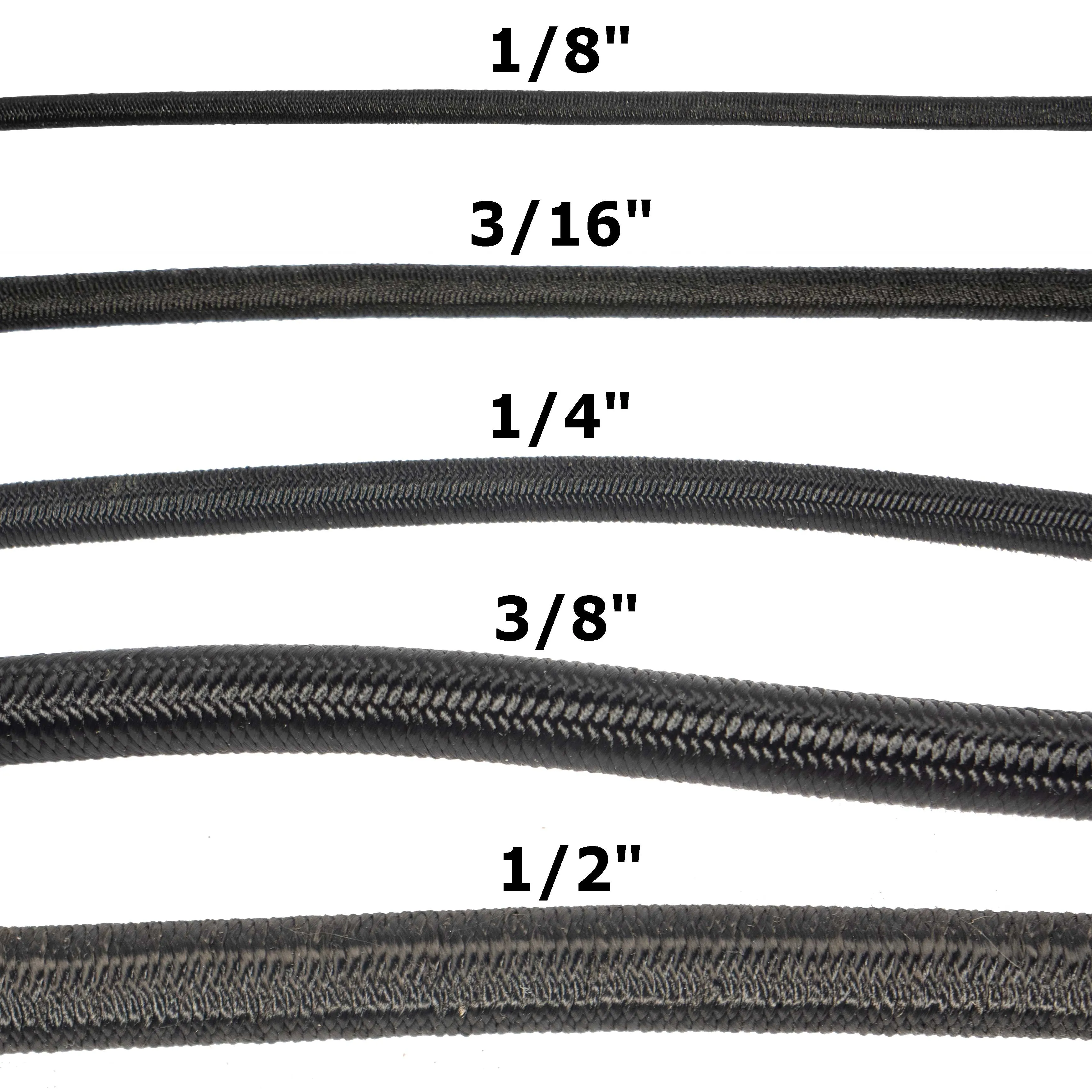 1/8''-3mm Black Polyester Shock Cord 100 ft