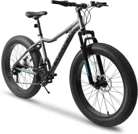 26-Inch Mountain Bike with Front Suspension Shock Absorption, Disc Brakes, 21-Speed Gear System, 85% Pre-Assembled, Ideal for Mountain, Sand, and Snow Cycling