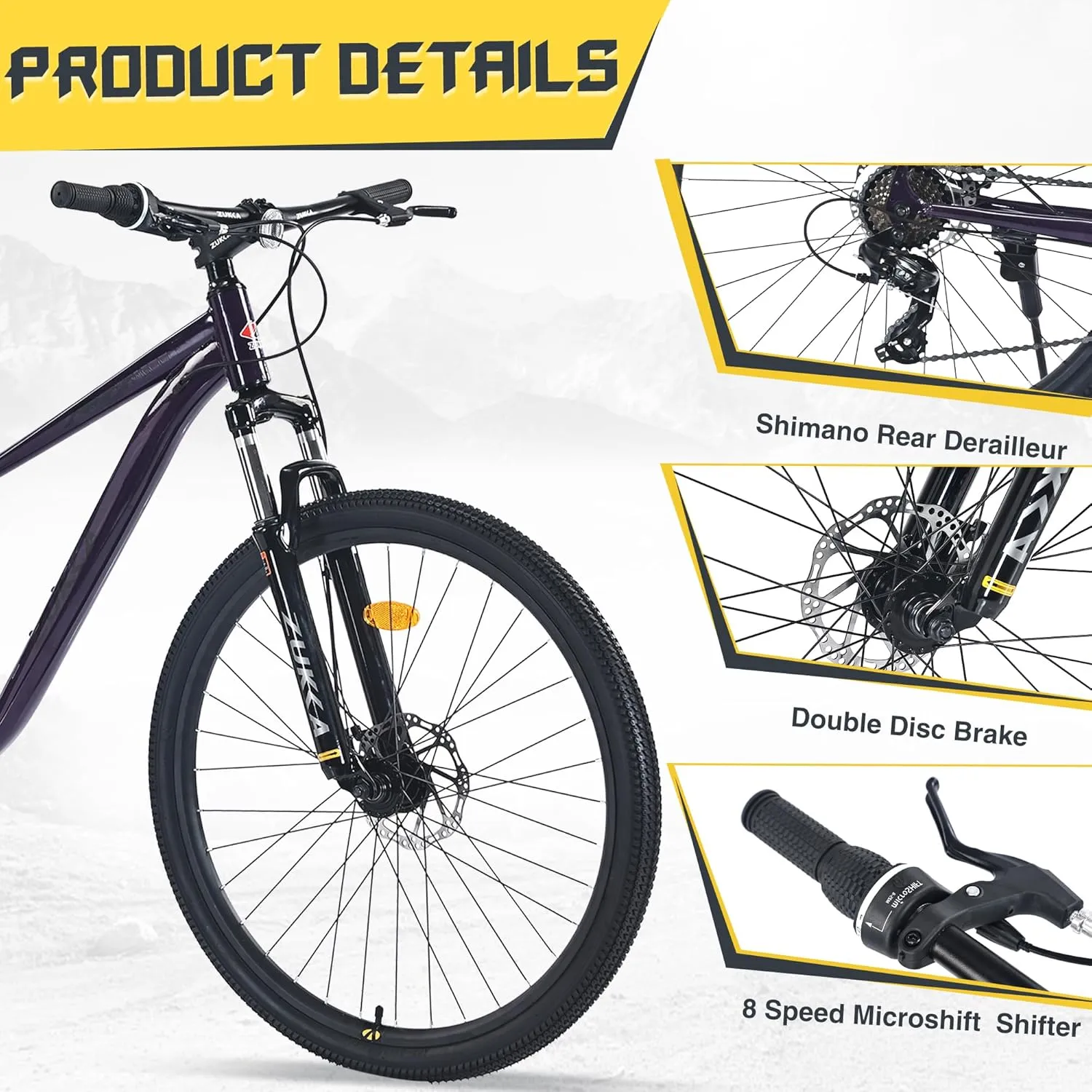 27.5/29 Inch Mountain Bike, Single Speed/ 8 Speeds MTB, Steel Frame, Front Suspension Fork, Disc Brake Bicycle for Women Men Adult,Multi Color