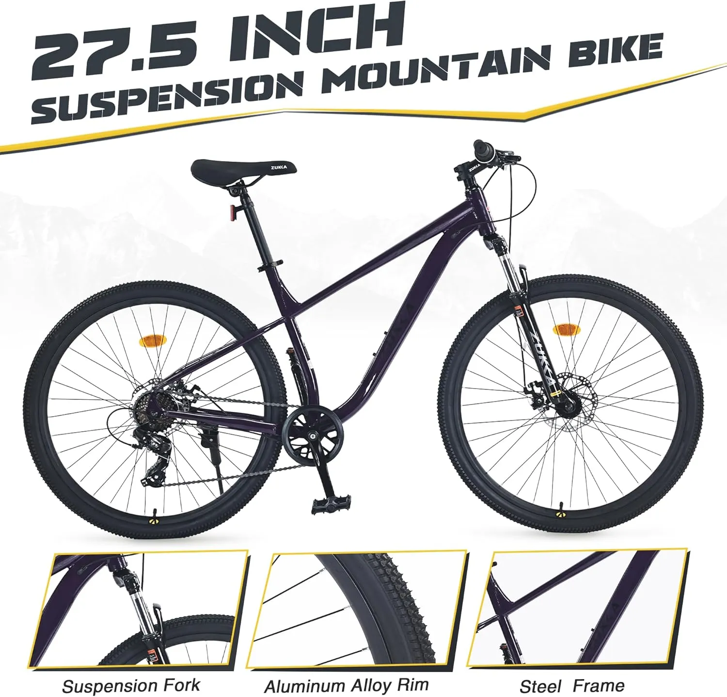 27.5/29 Inch Mountain Bike, Single Speed/ 8 Speeds MTB, Steel Frame, Front Suspension Fork, Disc Brake Bicycle for Women Men Adult,Multi Color