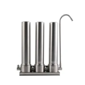 3 Stage Countertop Water Filter Stainless 10" Triple Ceramic Filtration System