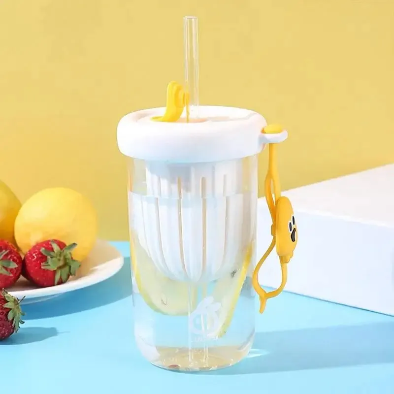 420ml Cute Drinking Cup with Straw Tea Infuser