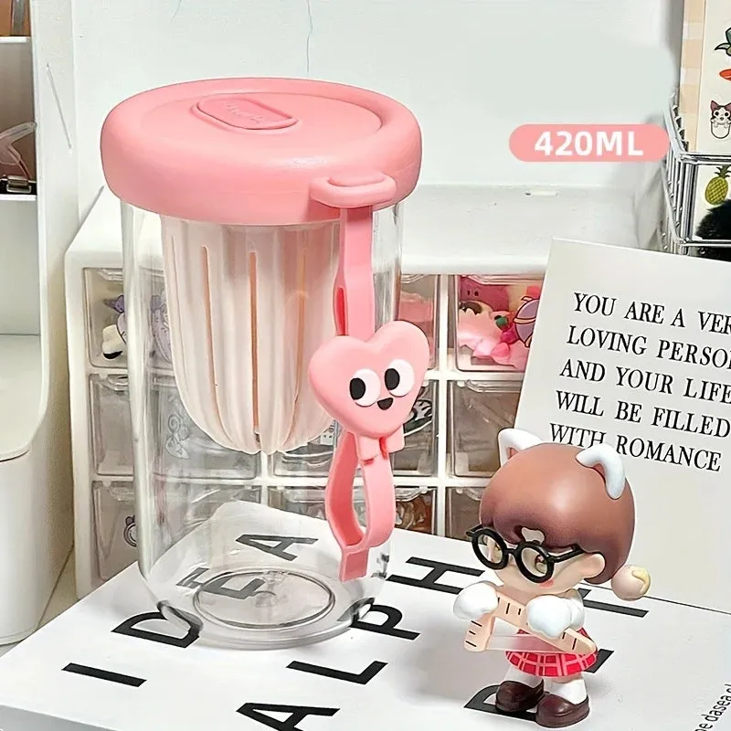 420ml Cute Drinking Cup with Straw Tea Infuser