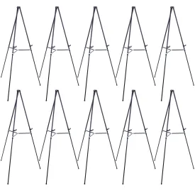 66" High Showroom Black Aluminum Display Easel and Presentation Stand (Pack of 10) - Large Adjustable Height Portable Floor and Tabletop Tripod