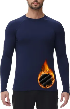 ADOREISM Men's Long Sleeve Thermal Underwear Tops Moisture Wicking Base Layer Thermal Slim Fit Athletic Shirts for Men