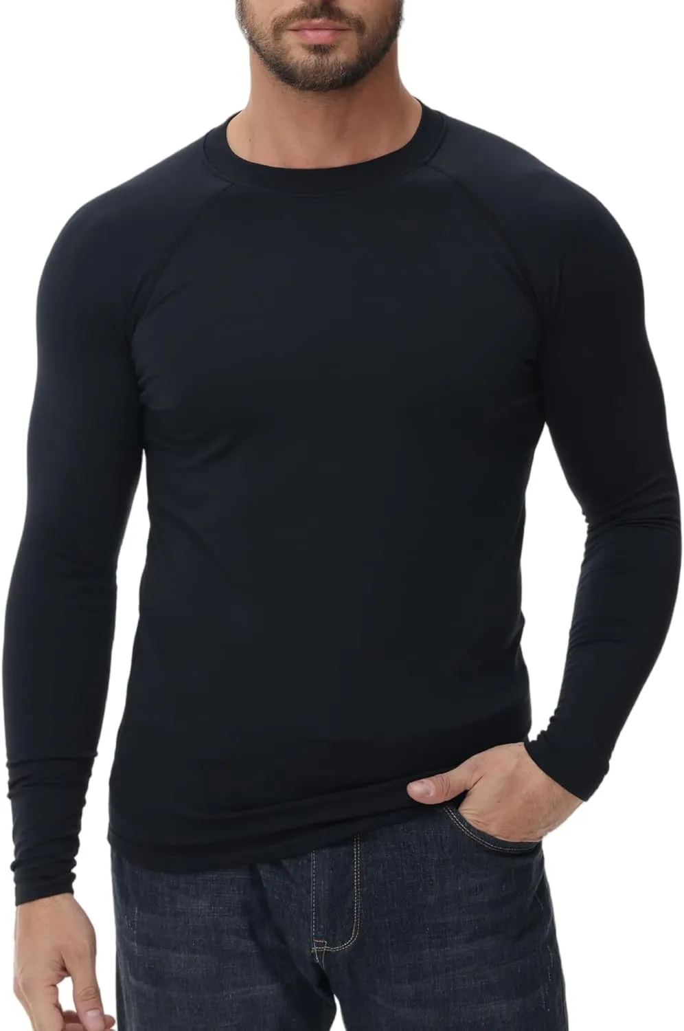ADOREISM Men's Long Sleeve Thermal Underwear Tops Moisture Wicking Base Layer Thermal Slim Fit Athletic Shirts for Men