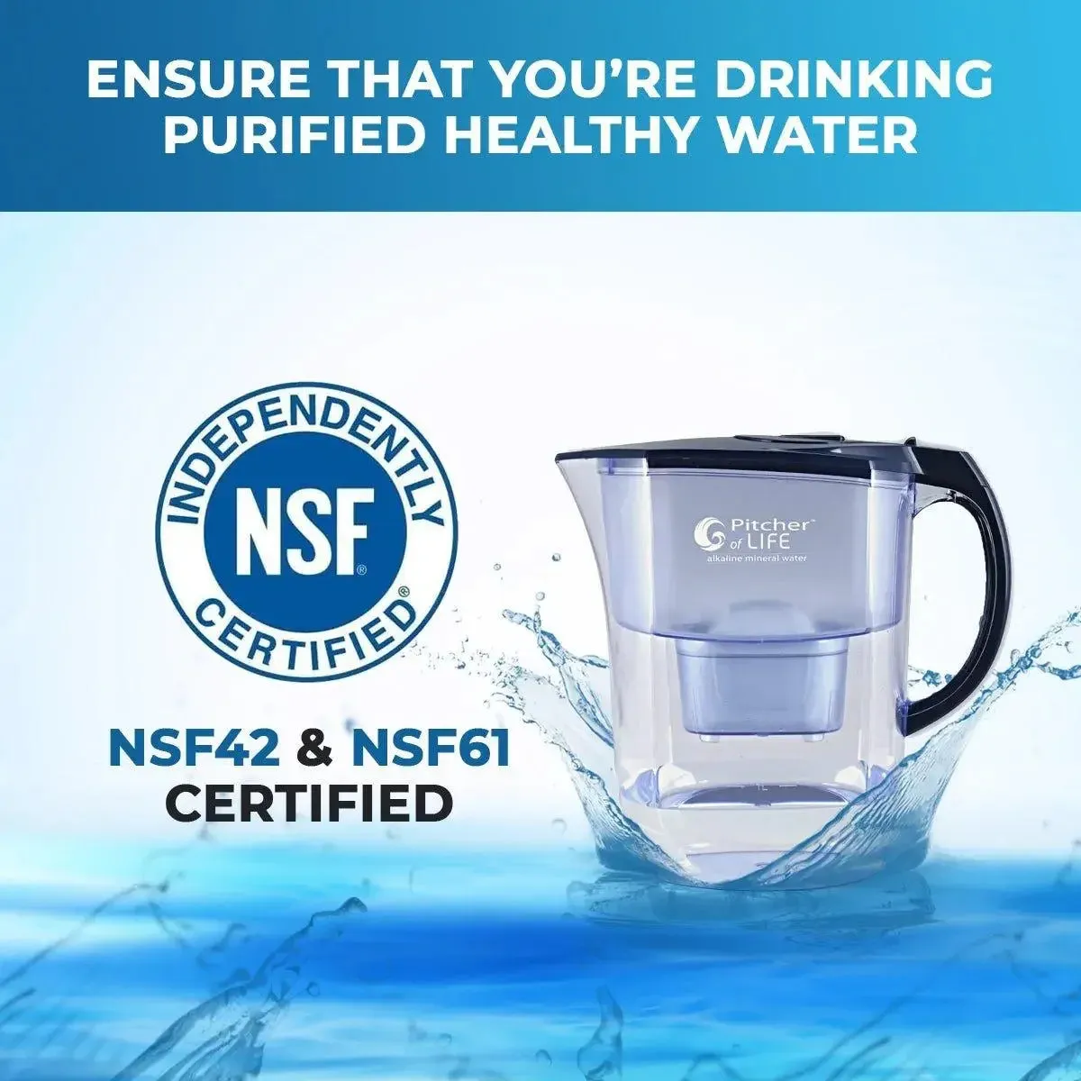 Alkaline Water PITCHER OF LIFE®  Improved 2025 - Super Alkaline Water Filter Pitcher