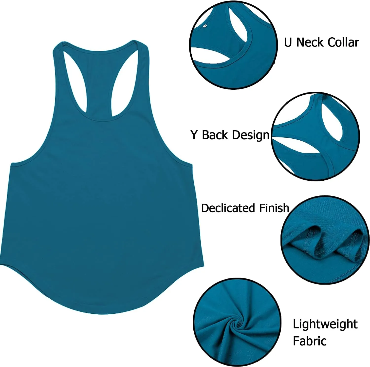 Babioboa Men's 3 Pack Gym Workout Tank Tops Y-Back Muscle Tee Stringer Bodybuilding Sleeveless T-Shirts