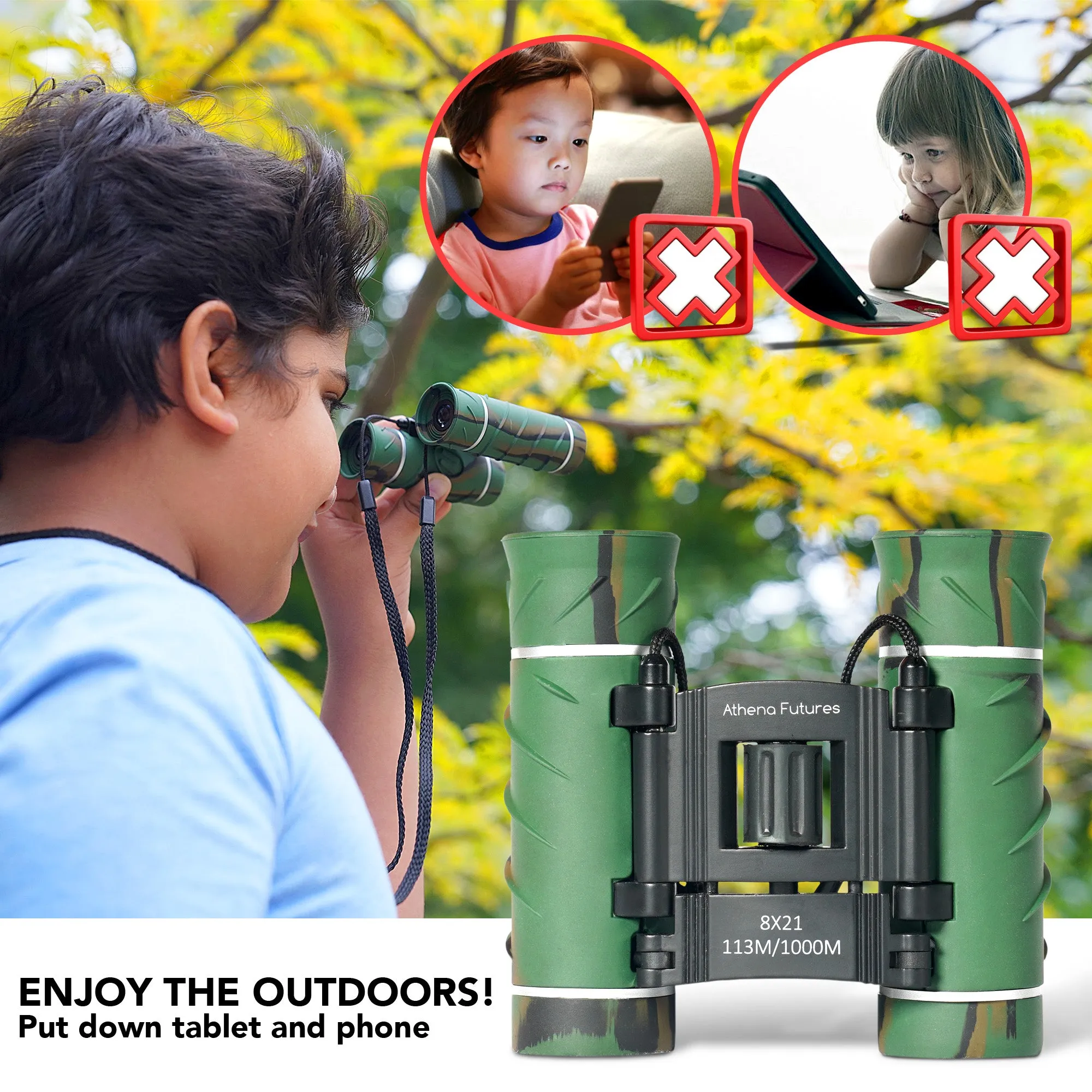 Binoculars For Kids 8X21 Compact Camouflage With High Grade Optics