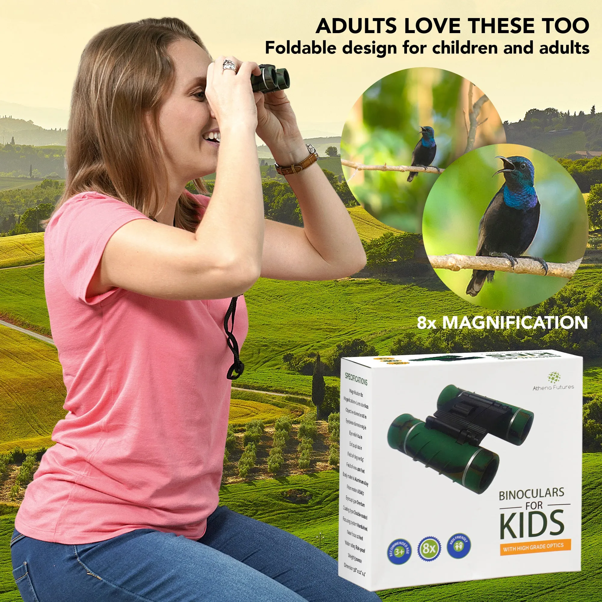 Binoculars For Kids 8X21 Compact Camouflage With High Grade Optics