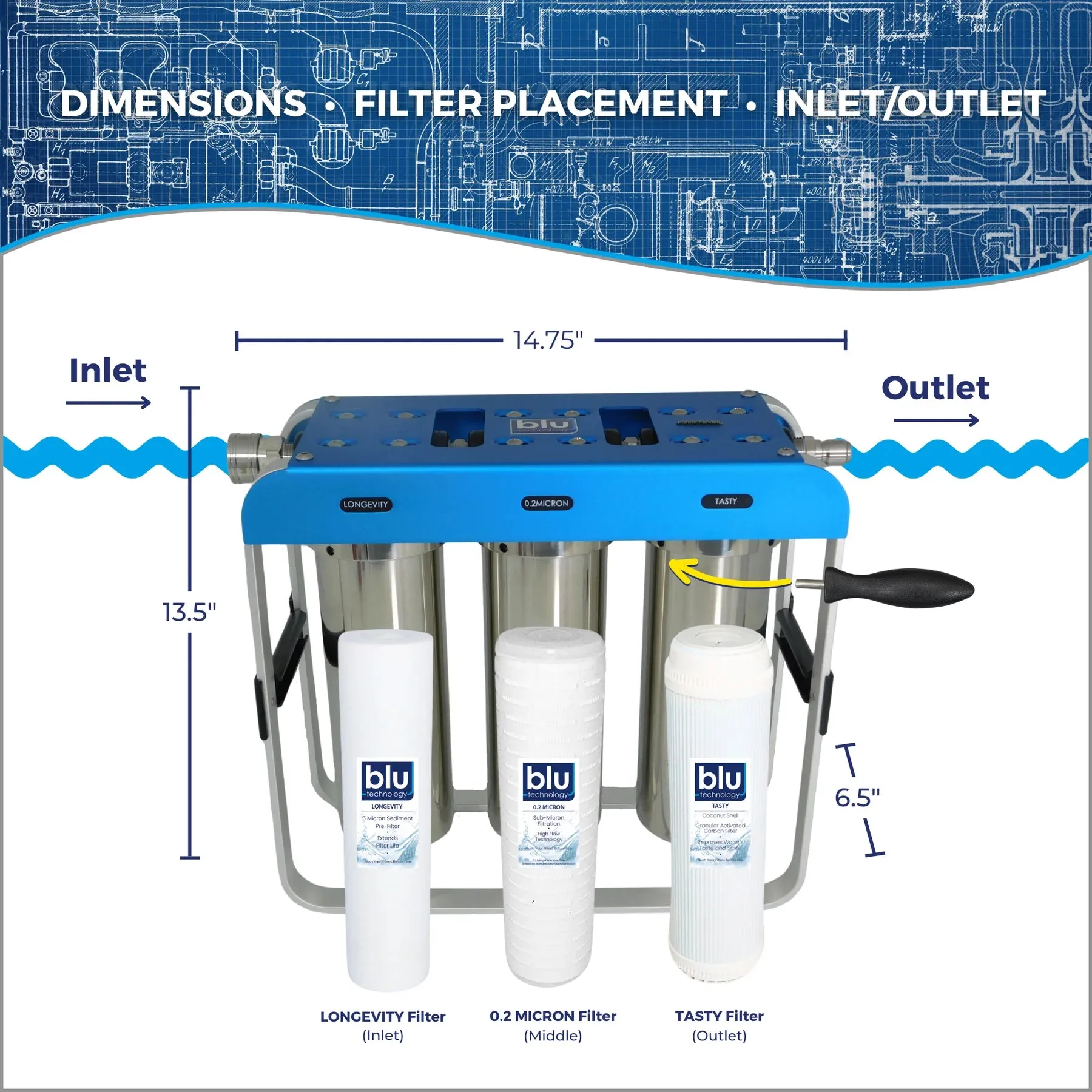 Blu Tech AR3 XLT 3-Stage Portable Water Filtration System
