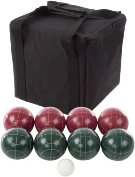 Bocce Ball Set Regulation Size - Lawn Game for Backyard or Beach - Includes Red and Green Bocce Balls, Pallino, and Carrying Case by Trademark Games
