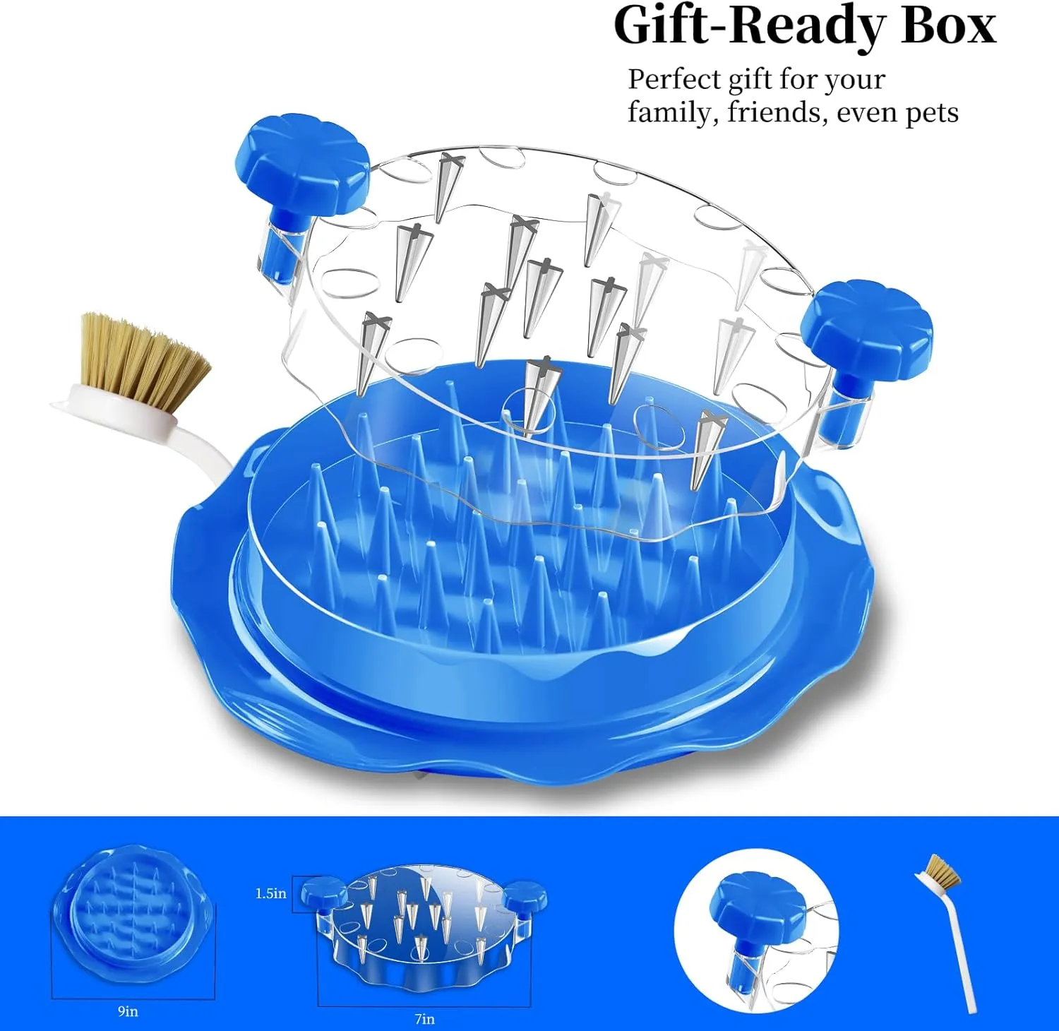 Chicken Shredder Tool Twist Large with Brush,Visible Kitchen Meat Shredder Grinder Machine,Strong Anti-Slip Base,Ergonomic Handle,BPA Free,Suitable for Pork Beef Chicken