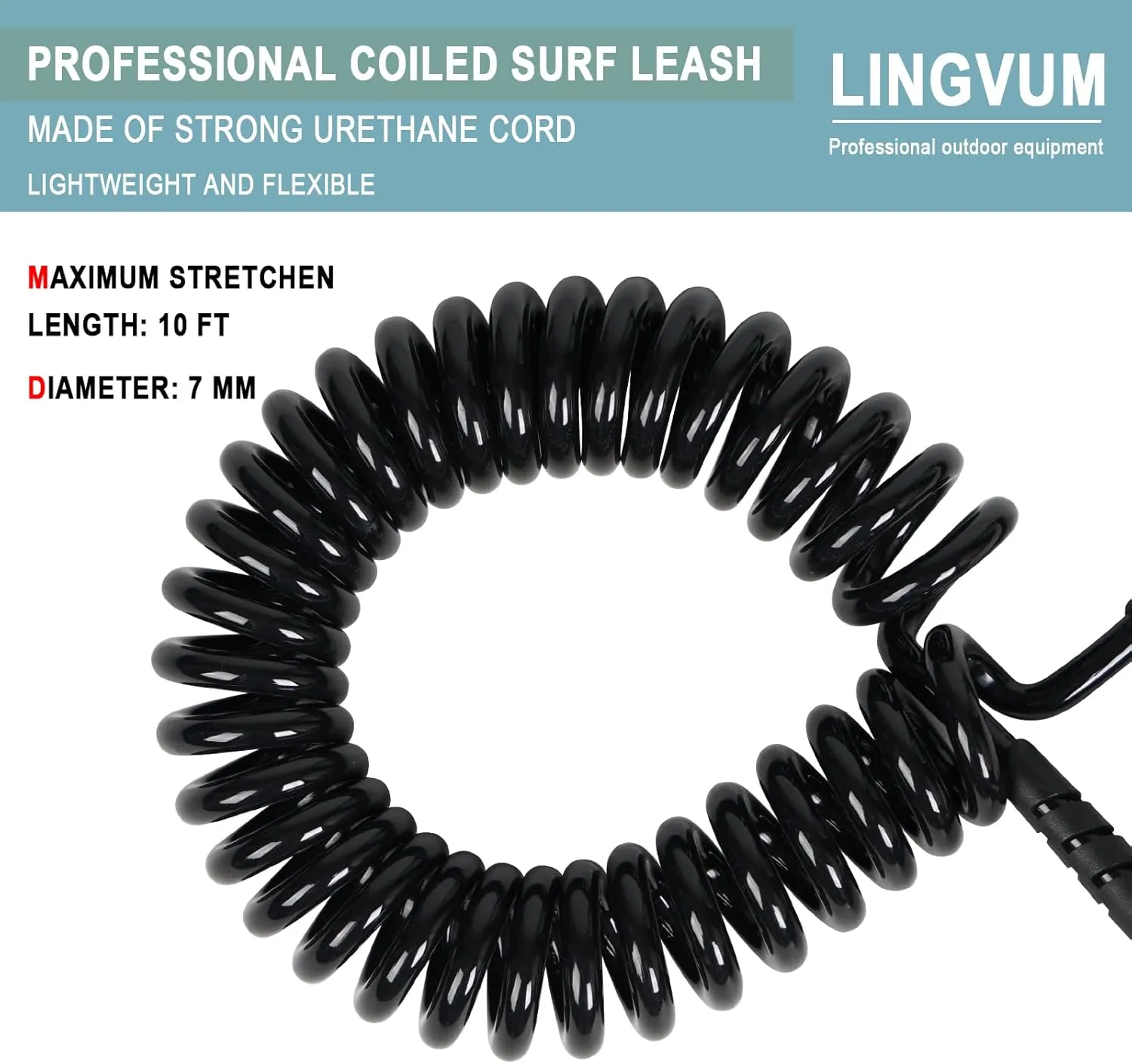 Coiled SUP Leash Premium Stand Up Paddle Board Leg Rope Wrist Strap Surfboard Leash for Paddleboard, Shortboard, Longboard