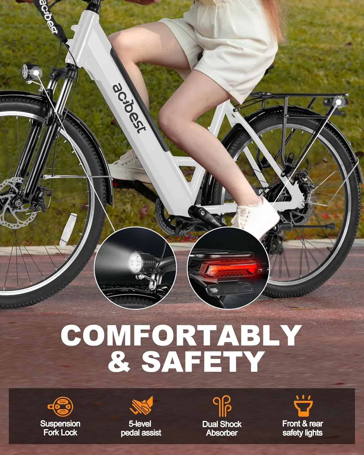 Electric Bike for Adults, Cores 26" Electric Commuter Bike Up to 28MPH 70 Miles, with Peak 1200W Motor, 48V 576Wh Removable Battery, 7-Speed City Cruiser Mountain E Bike for Commuting