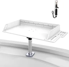 Fishing Boat Cutting Board,Bait Board with 360 Adjustable Rod Holder,Mount Side Organizer Design and Knife Slot,Boat Fish Cleaning Station Easy to Install