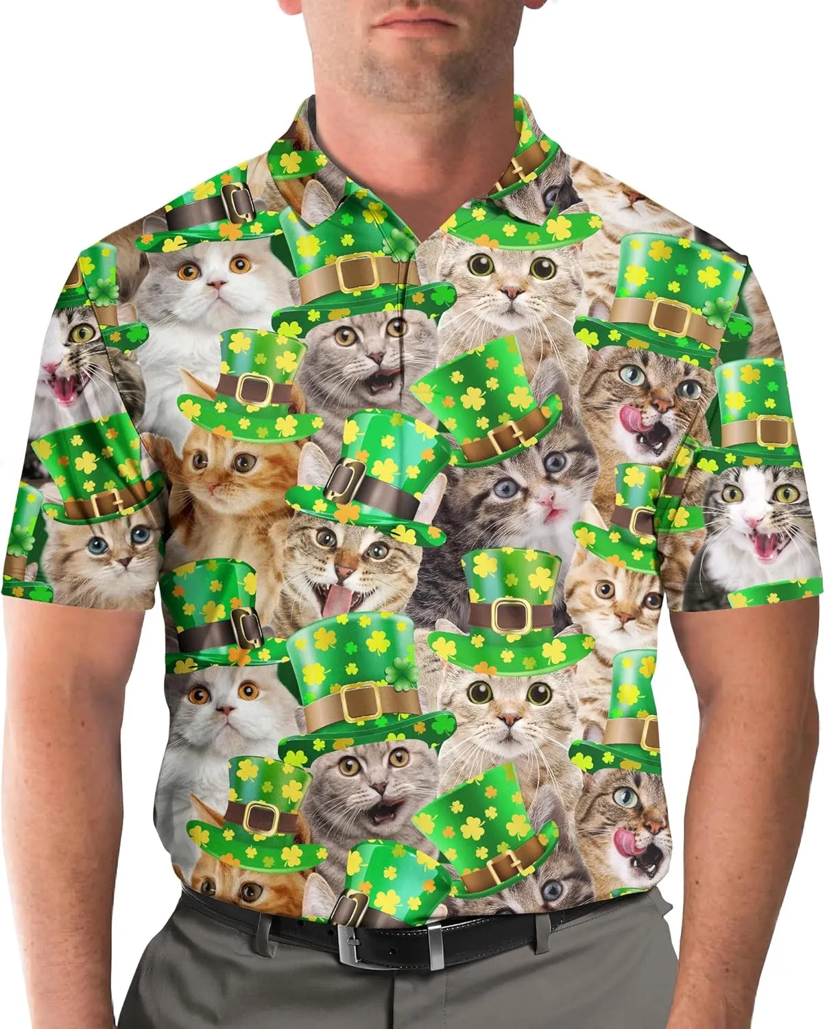 Funny Golf Shirts for Men Dry Fit, Tropical Hawaiian Golf Polo Shirt, Mens Golf Polos Golfing