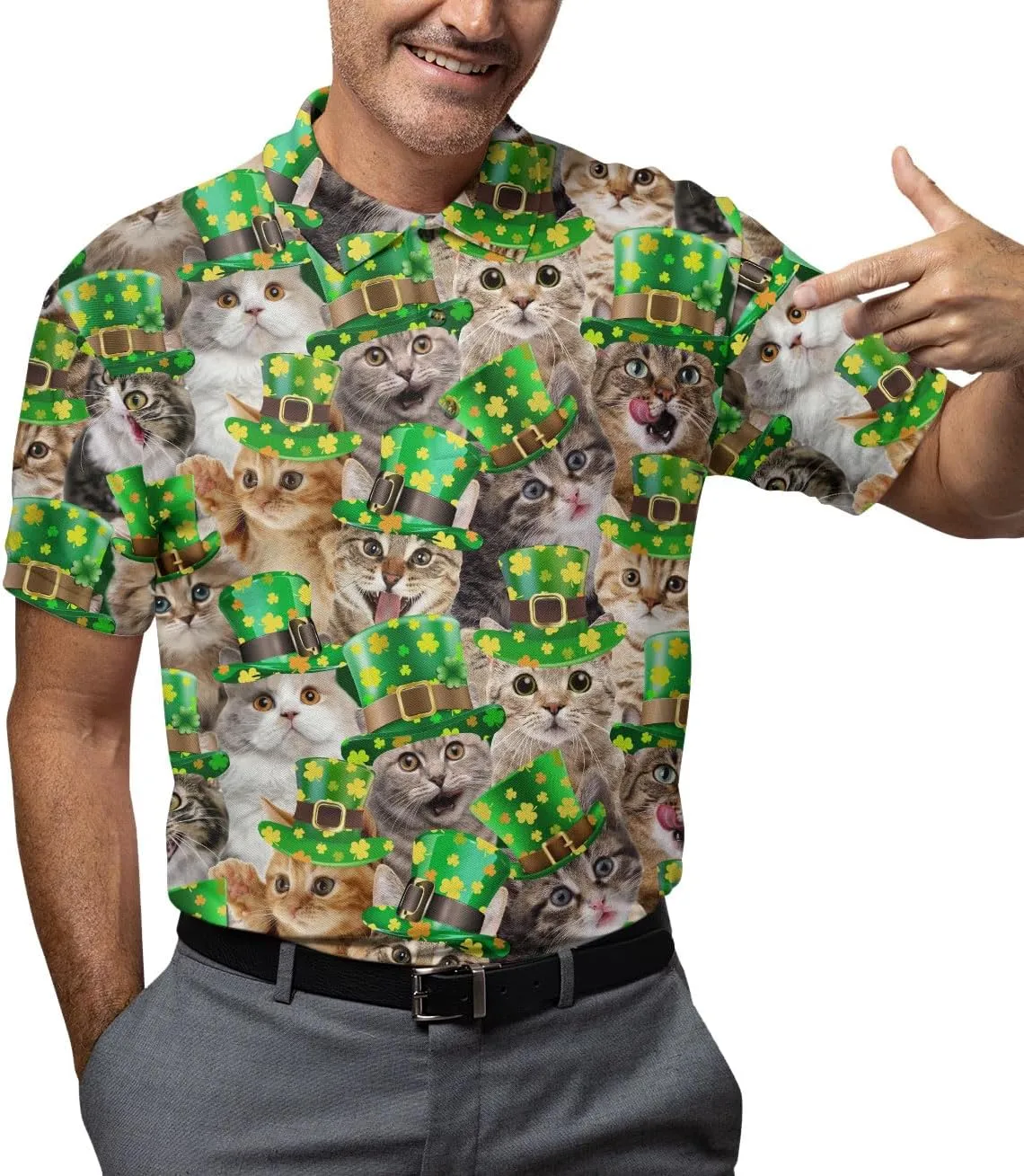 Funny Golf Shirts for Men Dry Fit, Tropical Hawaiian Golf Polo Shirt, Mens Golf Polos Golfing
