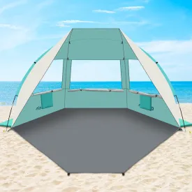 Gorich Portable Beach Tent for 3-7 Person with UPF 50  UV Protection, Lightweight & Foldable Sun Shelter with 5 Sand Bags, Easy Setup Windproof Beach Umbrella Sun Shade