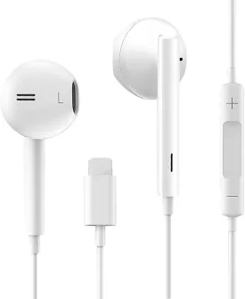 Headphones for iPhone, Wired Earbuds with Built-in Microphone & Volume Control, Earphones Compatible with iPhone 14/13/12/11/XR/XS/X/8/7/SE/Pro/Pro Max (White)