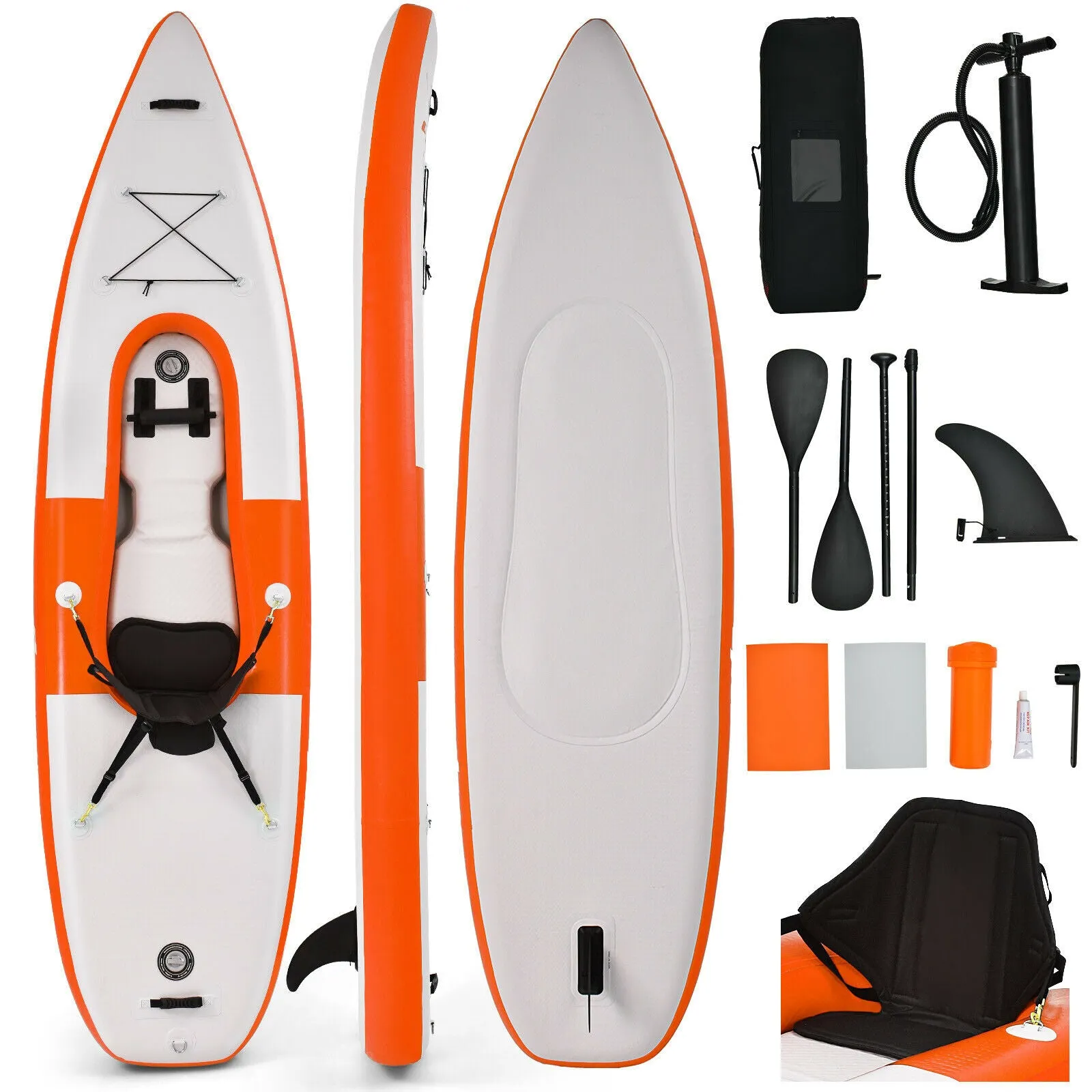 Inflatable Single Seat Paddle Kayak On Canoe