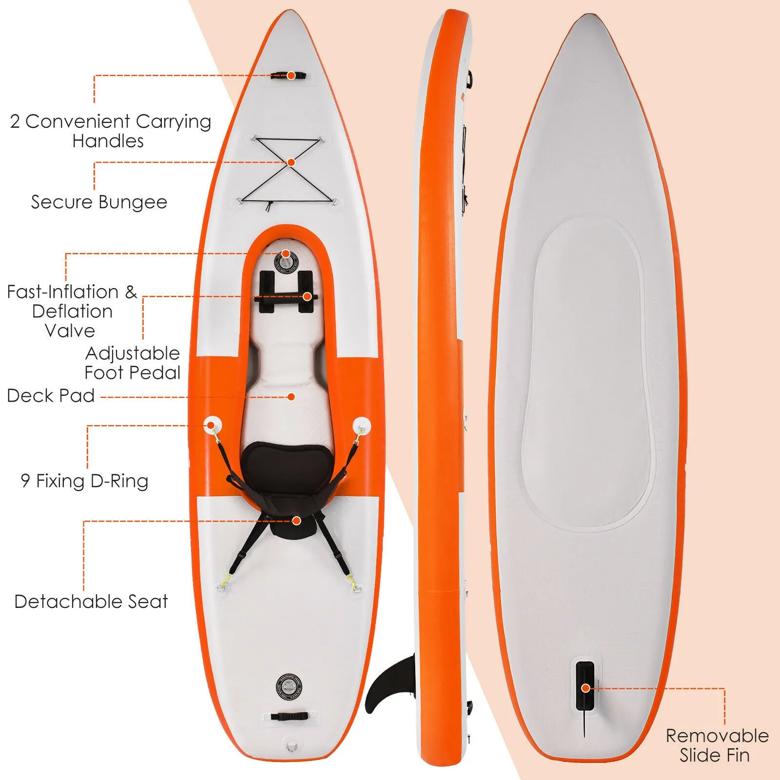 Inflatable Single Seat Paddle Kayak On Canoe