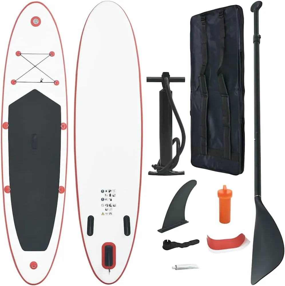 Inflatable Stand Up Paddle Board Set for Fun and Adventure, Lightweight and Easy to Carry, Water Activities, Red and White