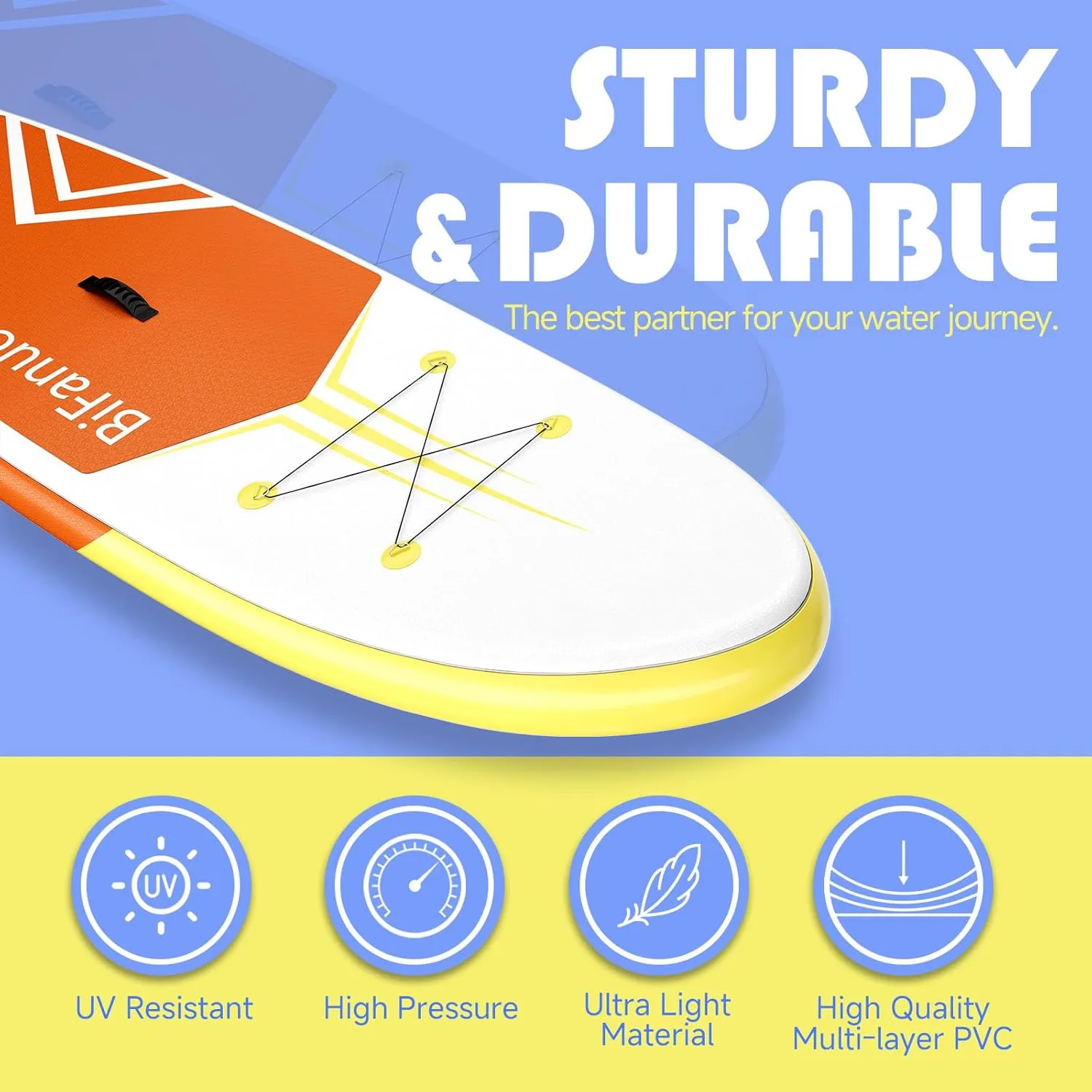 Inflatable Stand Up Paddle Board with SUP Accessories & Backpack. Paddle Boards for Adults. Non-Slip Deck, Wide Stance, Bottom Fin, Double Action Pump.