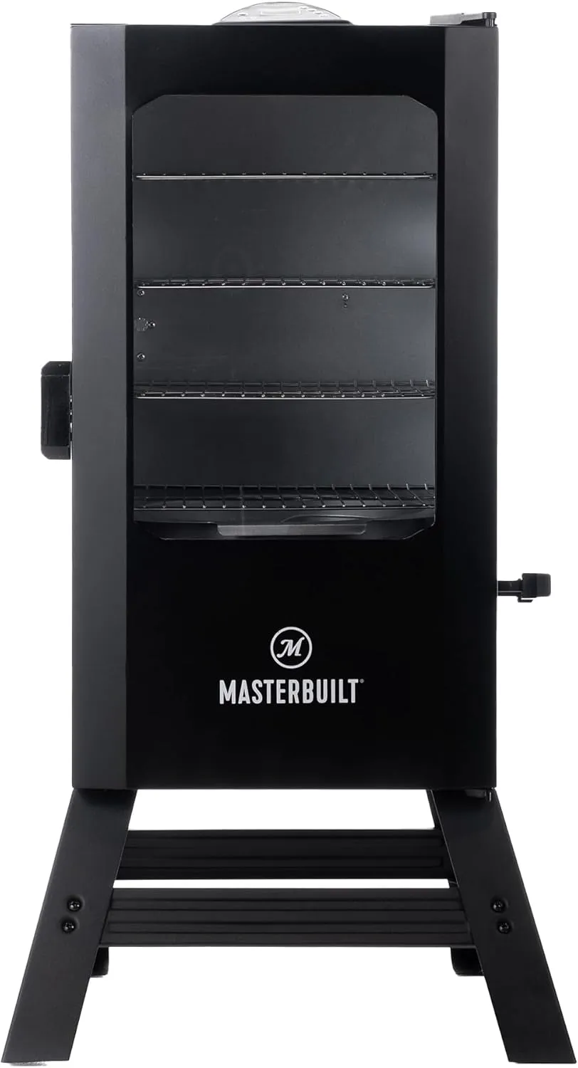 Masterbuilt 30-inch Digital Electric Vertical BBQ Smoker with Leg Kit, Side Wood Chip Loader and 710 Cooking Square Inches in Black, Model MB20070421