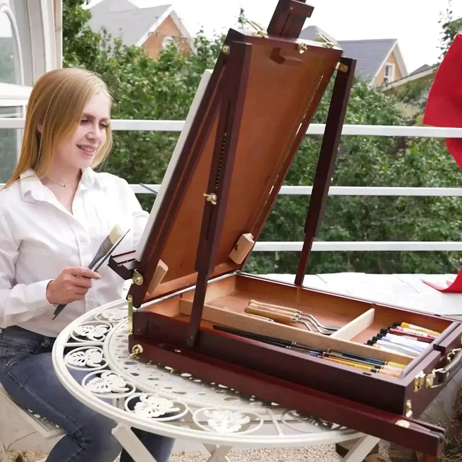 MEEDEN Solid Beech Wood French Easel-Dark Walnut-HX-3