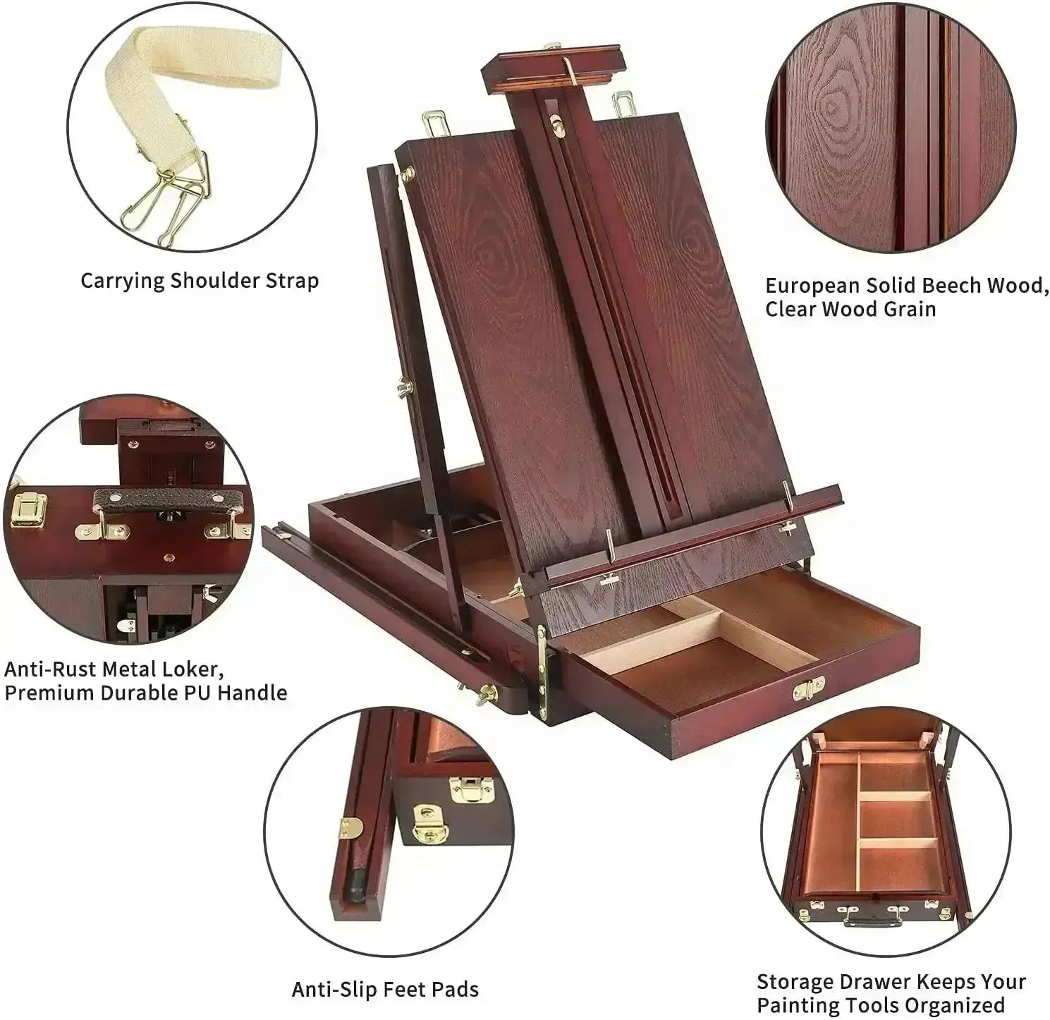 MEEDEN Solid Beech Wood French Easel-Dark Walnut-HX-3