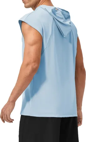 Men's Hooded Tank Tops Summer Sleeveless Workout Gym Hoodies Athletic Bodybuilding Muscle Cut Off Sports T Shirts