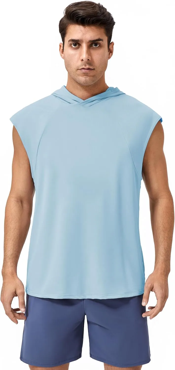 Men's Hooded Tank Tops Summer Sleeveless Workout Gym Hoodies Athletic Bodybuilding Muscle Cut Off Sports T Shirts