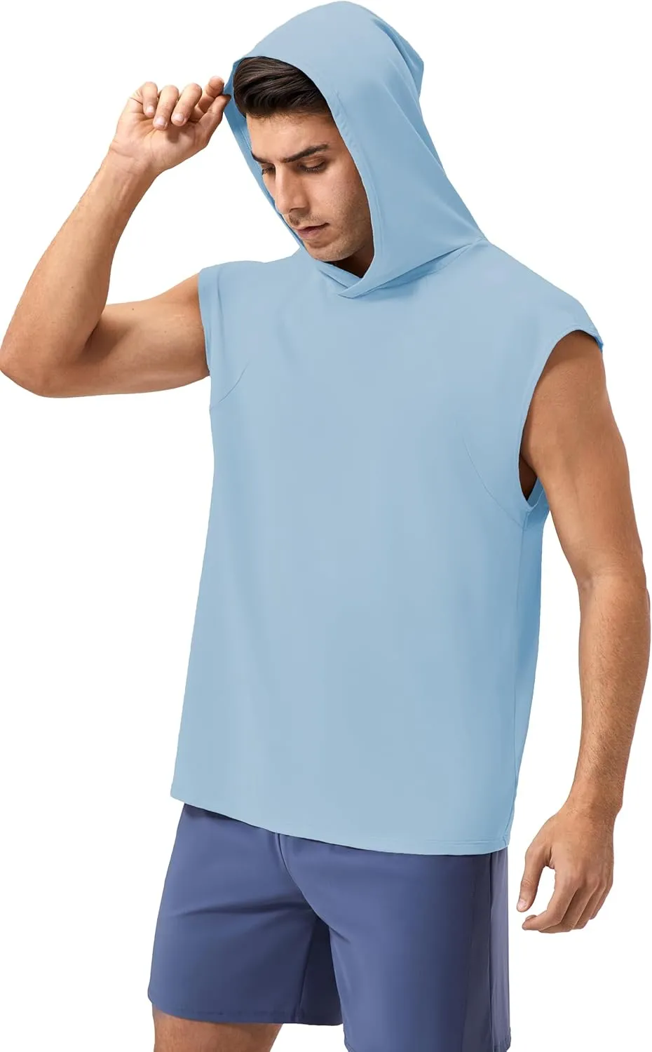 Men's Hooded Tank Tops Summer Sleeveless Workout Gym Hoodies Athletic Bodybuilding Muscle Cut Off Sports T Shirts