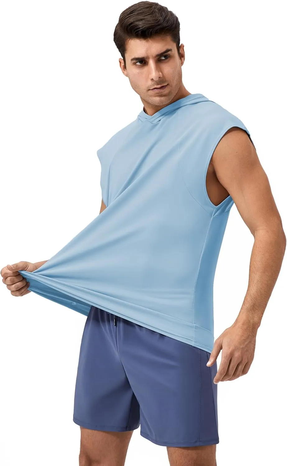 Men's Hooded Tank Tops Summer Sleeveless Workout Gym Hoodies Athletic Bodybuilding Muscle Cut Off Sports T Shirts