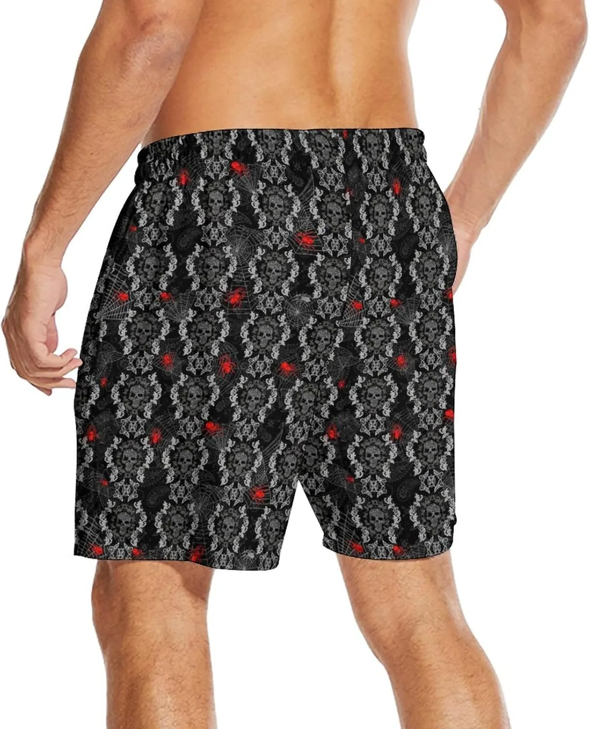 Men's Swim Trunk Retro 80s 90s Board Shorts with Mesh Lining Quick Dry Summer Swim Shorts