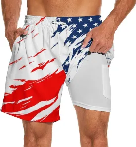 Men's Swim Trunk Retro 80s 90s Board Shorts with Mesh Lining Quick Dry Summer Swim Shorts