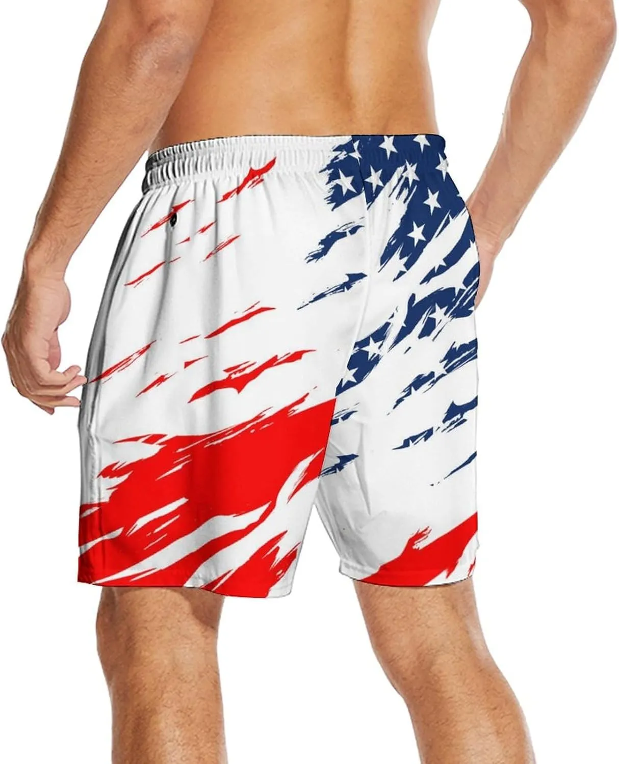 Men's Swim Trunk Retro 80s 90s Board Shorts with Mesh Lining Quick Dry Summer Swim Shorts