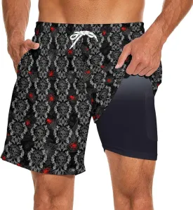 Men's Swim Trunk Retro 80s 90s Board Shorts with Mesh Lining Quick Dry Summer Swim Shorts
