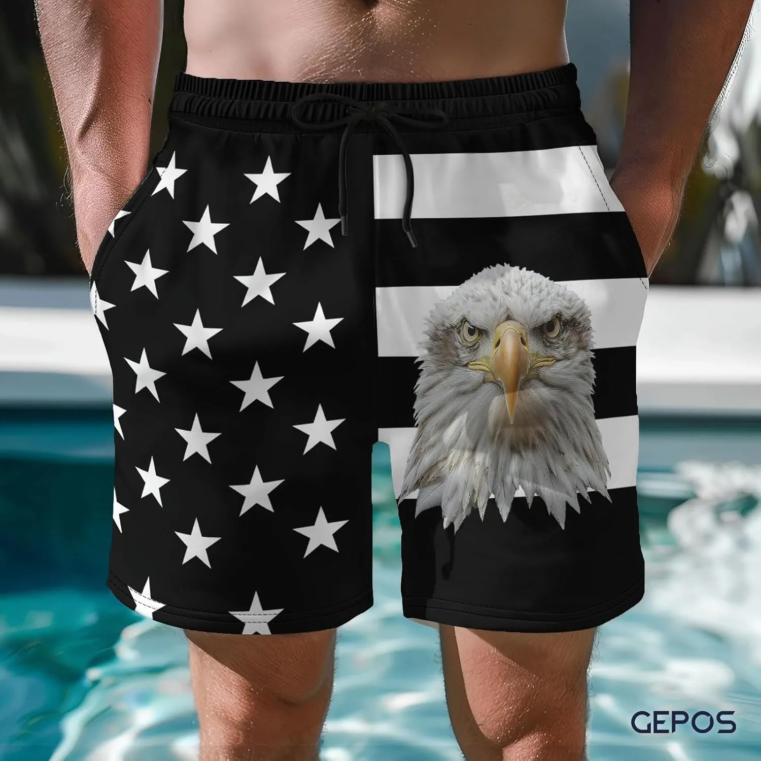 Men's Swim Trunks with Beach Print Quick Dry Swimsuits Board Shorts with Pockets Summer Gifts