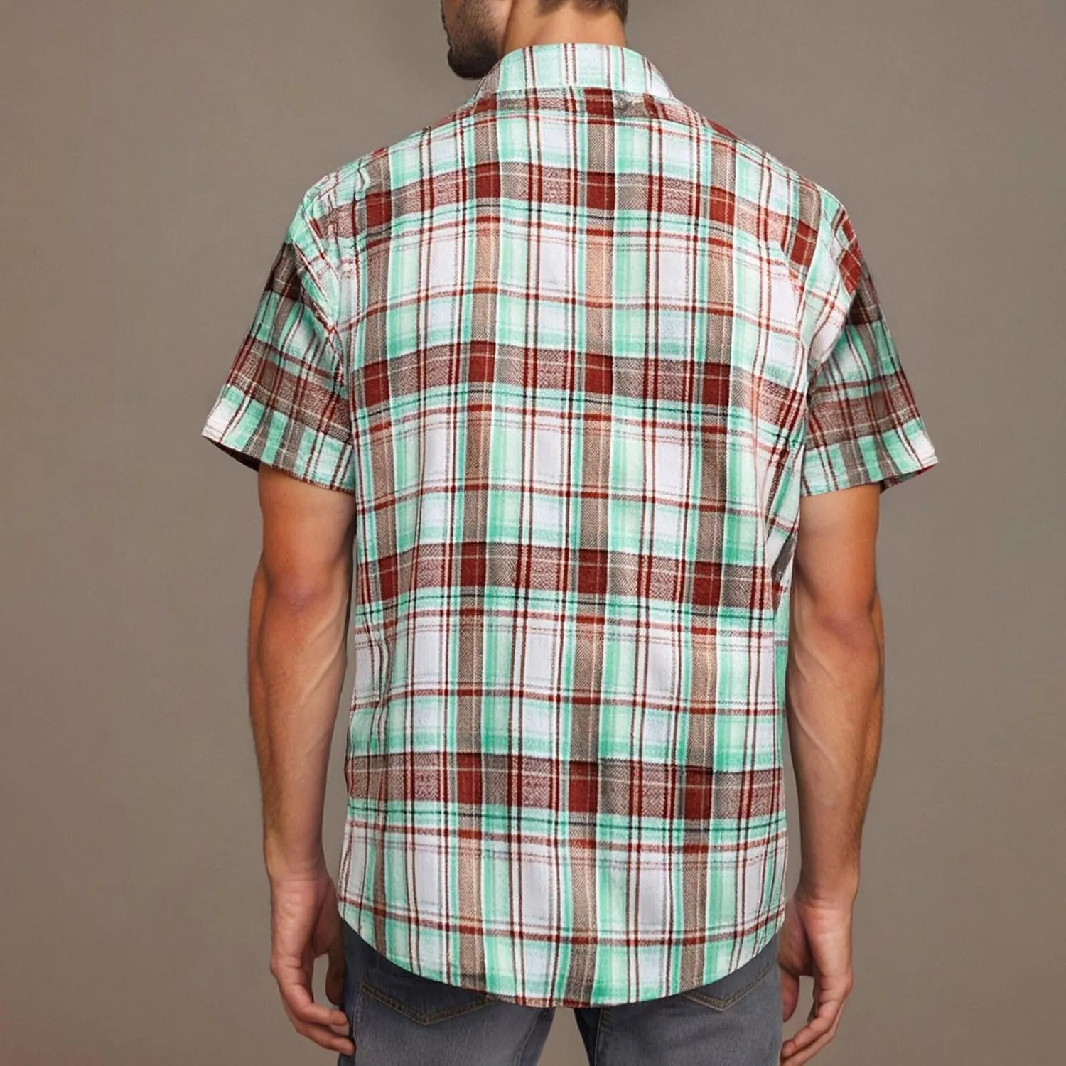 Plaid Shirts for Men Short Sleeve Button Down Country Casual Checkered Gingham Shirts with Pocket