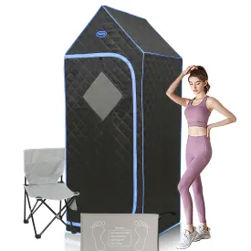 Portable Gothic Roof Plus Type Full Size Far Infrared Sauna tent. Spa, Detox ,Therapy and Relaxation at home.Larger Space,Stainless Steel Pipes Connector Easy to Install. FCC Certification--Black