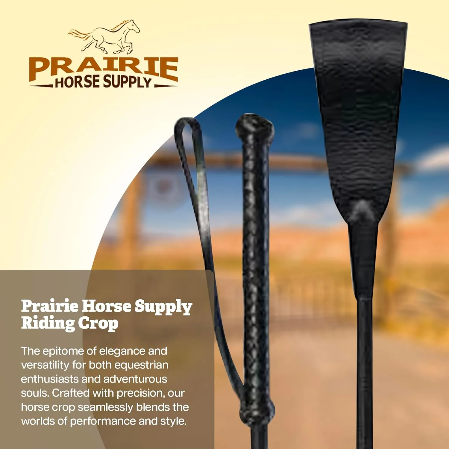 Prairie Horse Supply Riding Crop for Horse, Horse Whip Horse Crop Single Slapper Horse Whip Black Crops for Horses and Ponies and Equestrians
