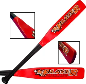 PSG 28" High Grade-Pro Maple Flat Half Paddle Training Baseball & Softball Bat Lenght:28"/ Weight: 16 Oz/Flat Barrel: 2.50" for Youth & Adult Players in Red & Black by Player Sports Goods LLC
