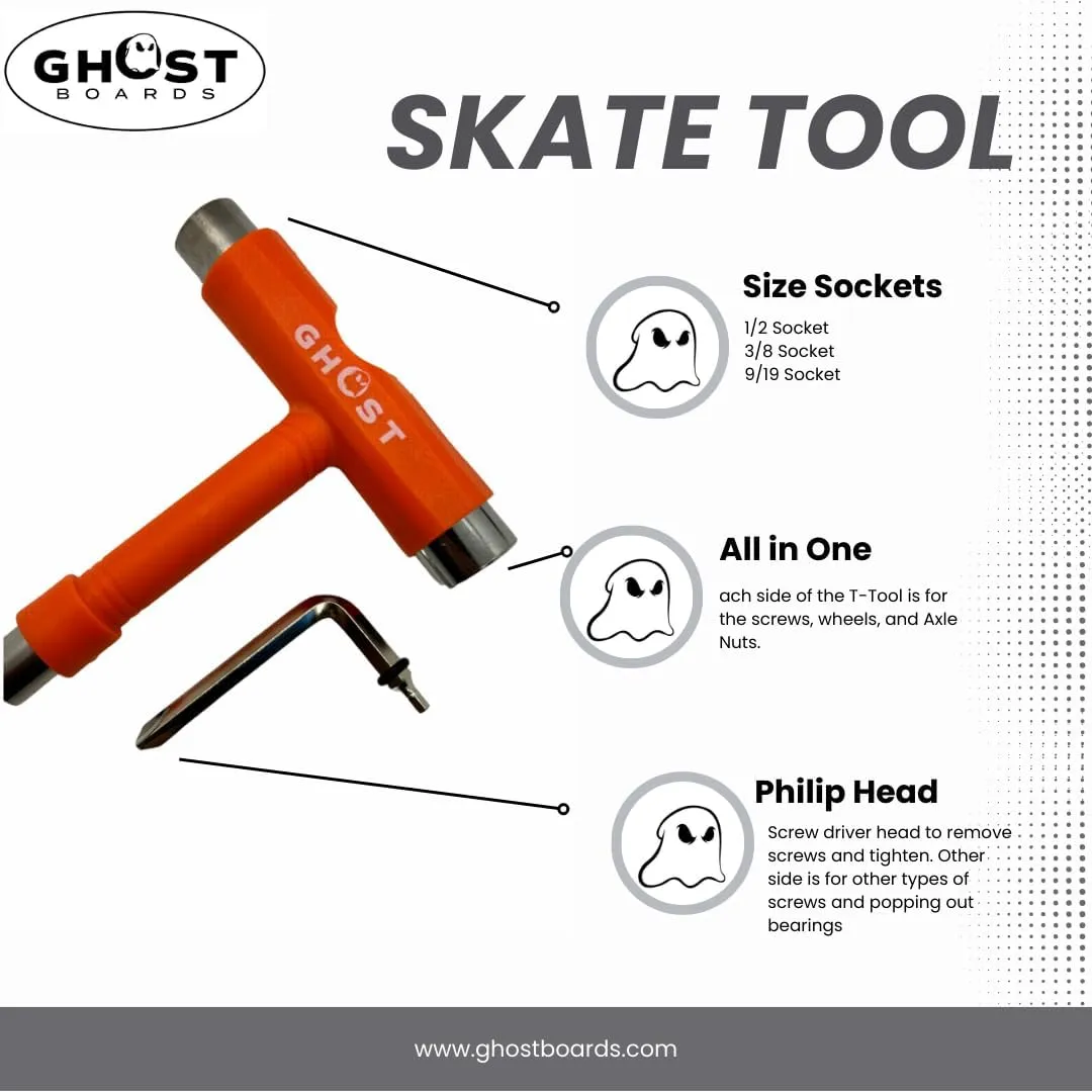 Skate Tool All-in-One, Multi-Function Portable Skateboard T Tools Accessory - with T-Type Allen Key and L-Type Phillips Head Wrench Screwdriver (Blue)